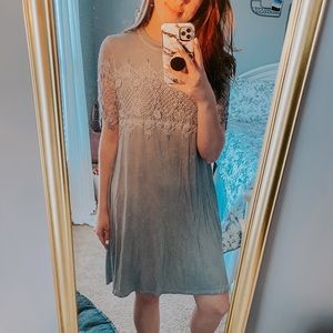 Gray dress with lace accents